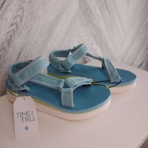 Time And Tru Platform Nature Strappy Sandals Size:6 US  Women's Blue